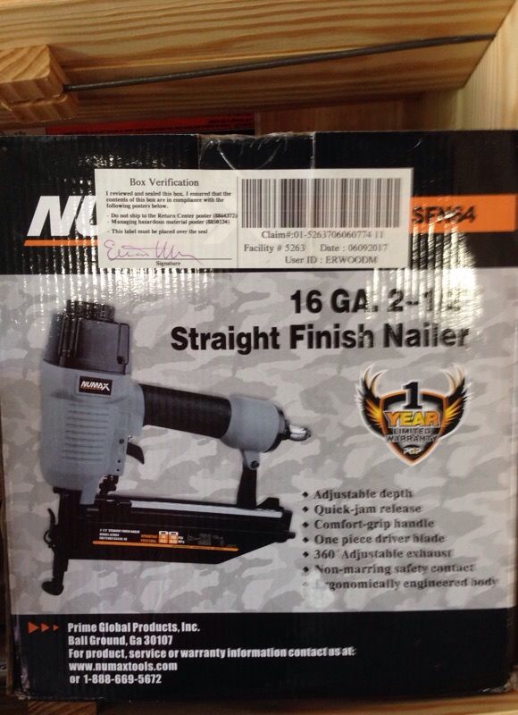 2-1/2" straight finish nailer