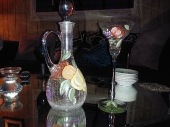 Wine carafe and glass
