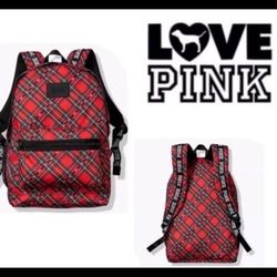 Victoria’s Secret red plaid backpack new !!!