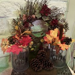 Fall Wreath Glow Vase Florals 