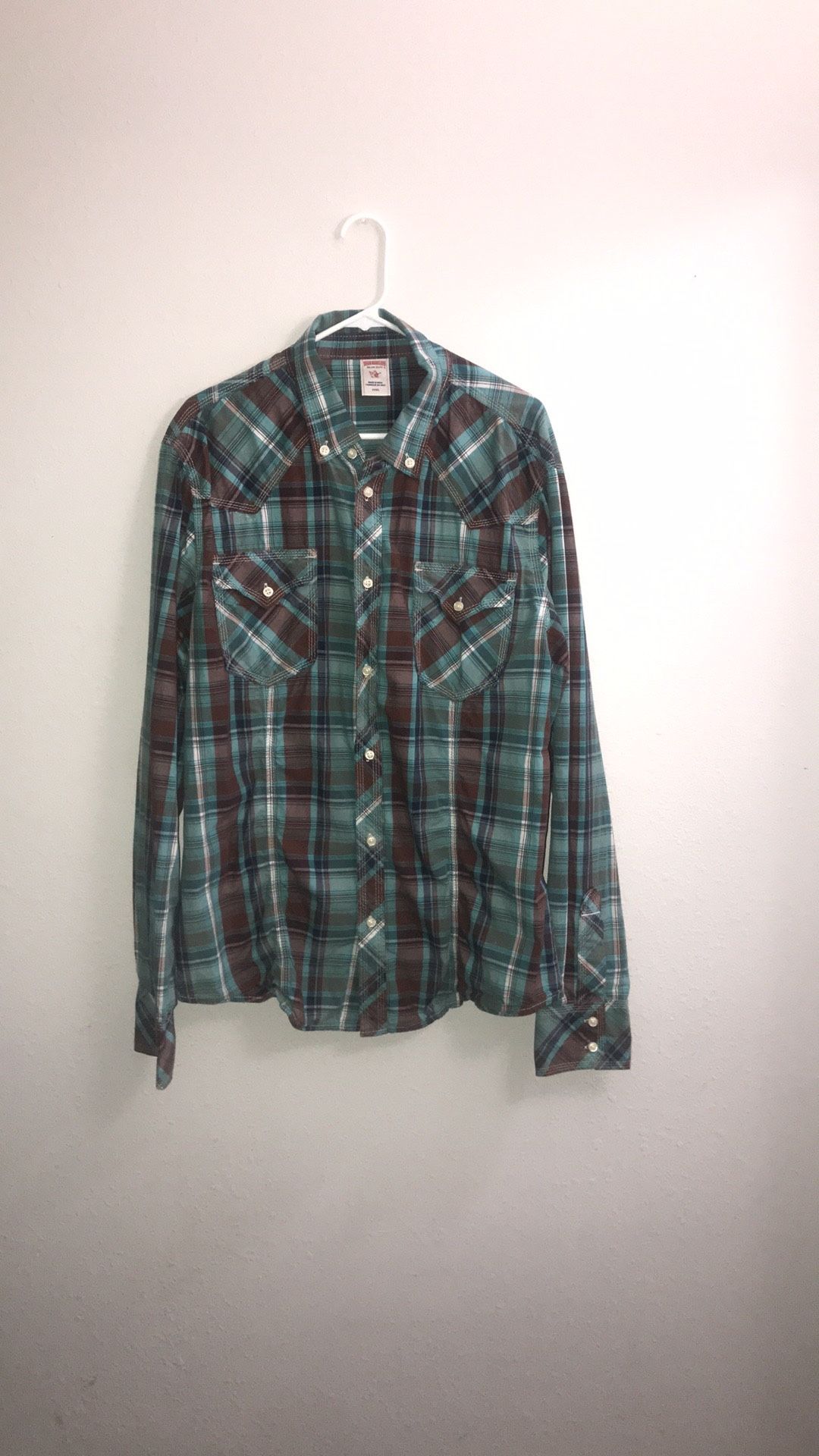 True Religion Plaid Button Down Shirt 3XL
