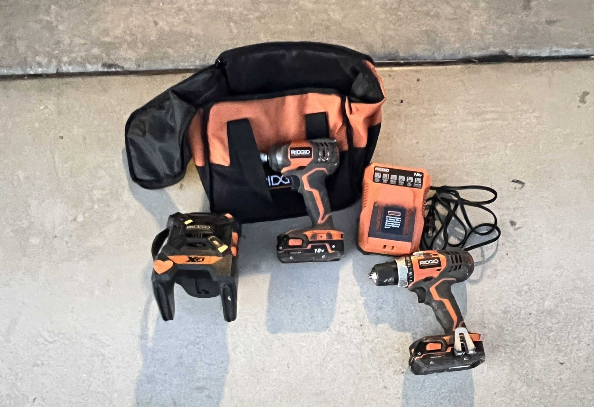 Ridgit Drill , Impact, Radio , Charger, Two Battery’s And Bag 