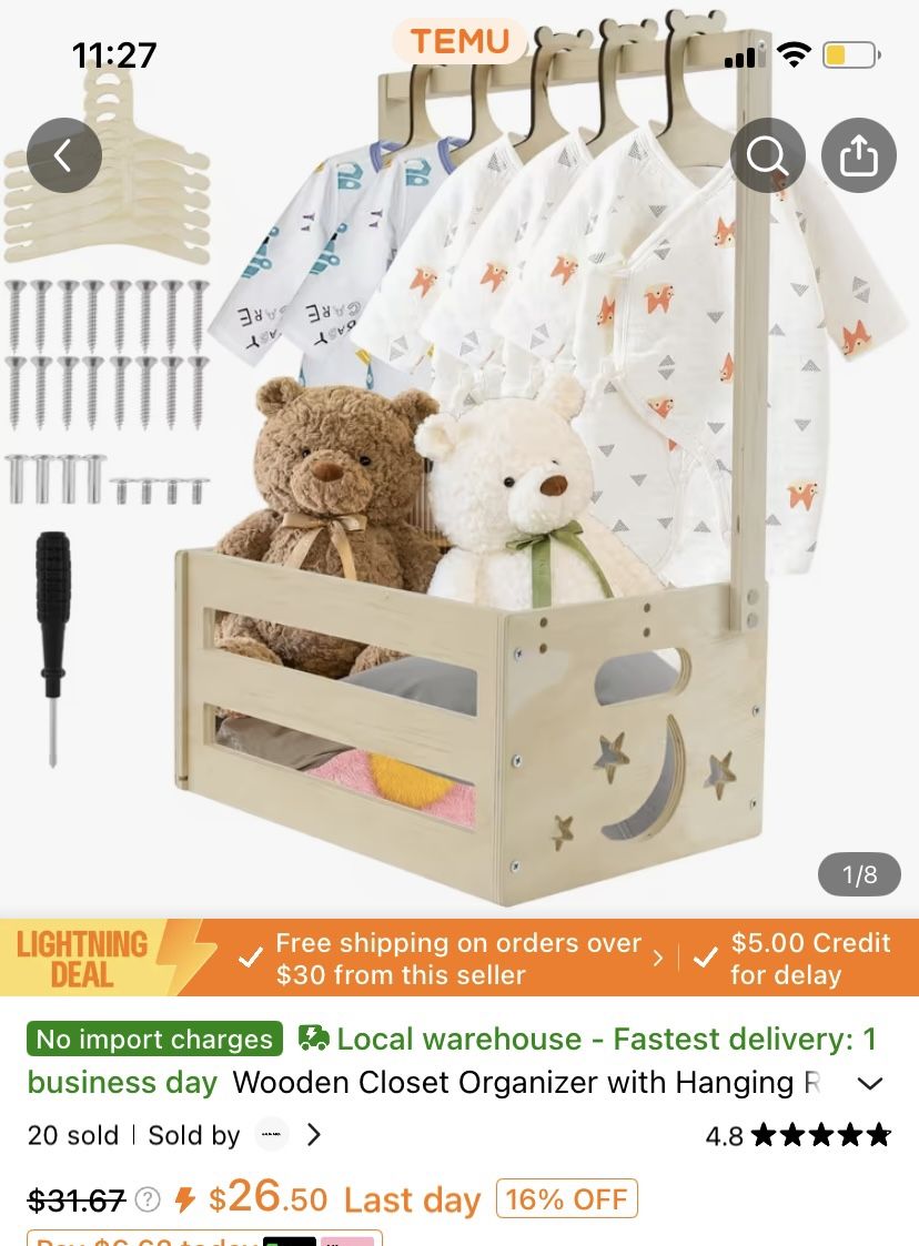 Brand New Wooden Baby Organizer
