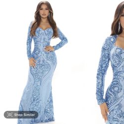 Queen Vibes Sequin Mermaid Gown - Blue