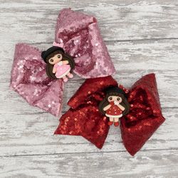New Jumbo Sequin Pink Minnie Mouse Inspired Girl Hair Bows (only pink is available)