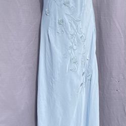 PRINCESS POLLY Sz 8 Arrowhead Halter Maxi Dress Bead Floral Blue Prom Wedding