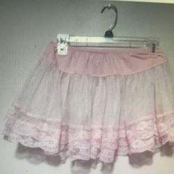 Cinema Secrets Women's Pink Transparent Elastic Waistband Polyester Floral Skirt