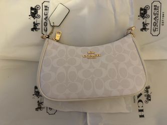 Coach Teri Shoulder Bag in Signature Canvas white & gold