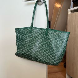 Green Goyard Style Tote Bag – Large Shopper / Everyday Bag