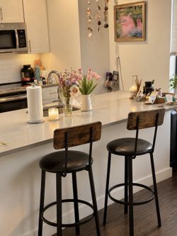 2 Rustic Industrial Bar Stools