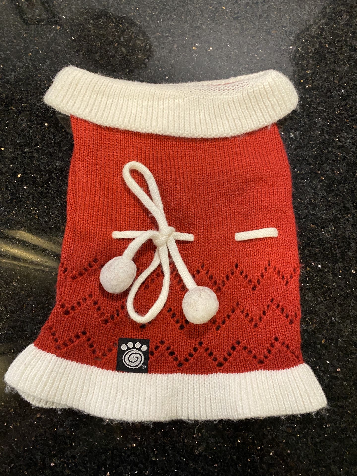PetRageous Designs Dog Sweater with Adjustable Bow Red & White Trims Small