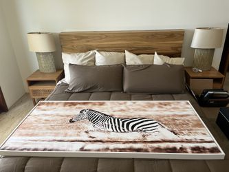 Large White Framed Zebra Print
