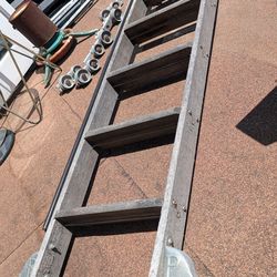 Antique style library ladder rolling 10' oak stairs by Putnam vintage rustic finish w track