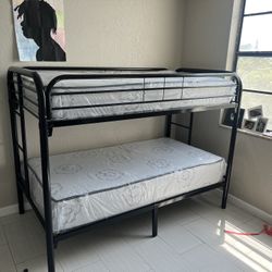 Twin over Twin bunk beds frame and free delivery in box with the mattress and