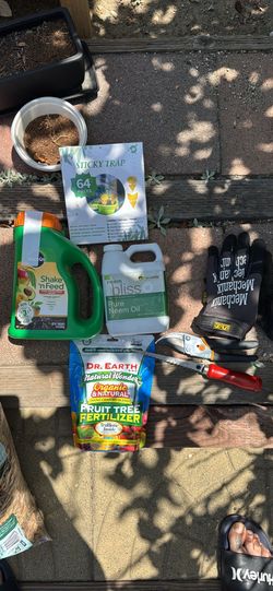 Gardening supplies flower bed, pots, mulch, supplements etc.