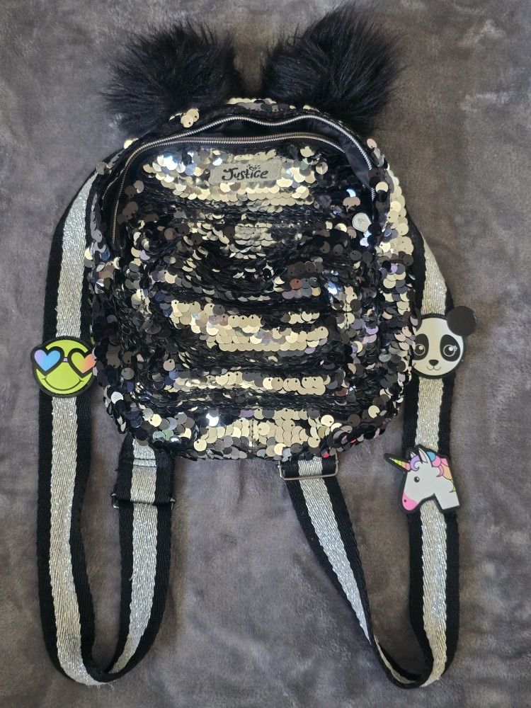Justice Sequin Kids Backpack - I Love Pandas