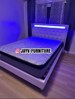 New queen bed frame with mattress