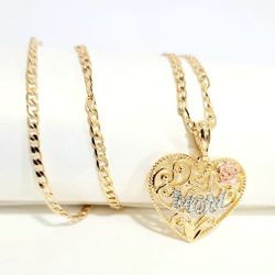 18k Gold Plated "Heart MOM" necklace For Women New