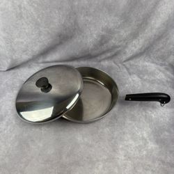 VTG Revere Ware 10” Stainless Steel Skillet Fry Pan Copper Clad Bottom With Lid