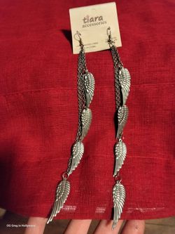Tiara Accessories Silver Angel Wing Drop Earrings