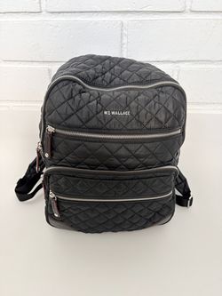 MZ Wallace Crosby Backpack Quilted Nylon Magnet Gray
