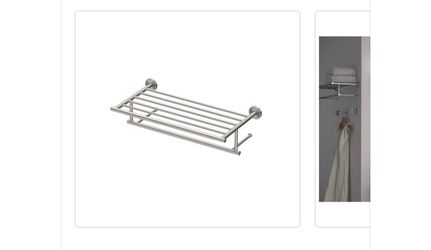Brushed Nickel Wall-Mount Towel Rack Shelf