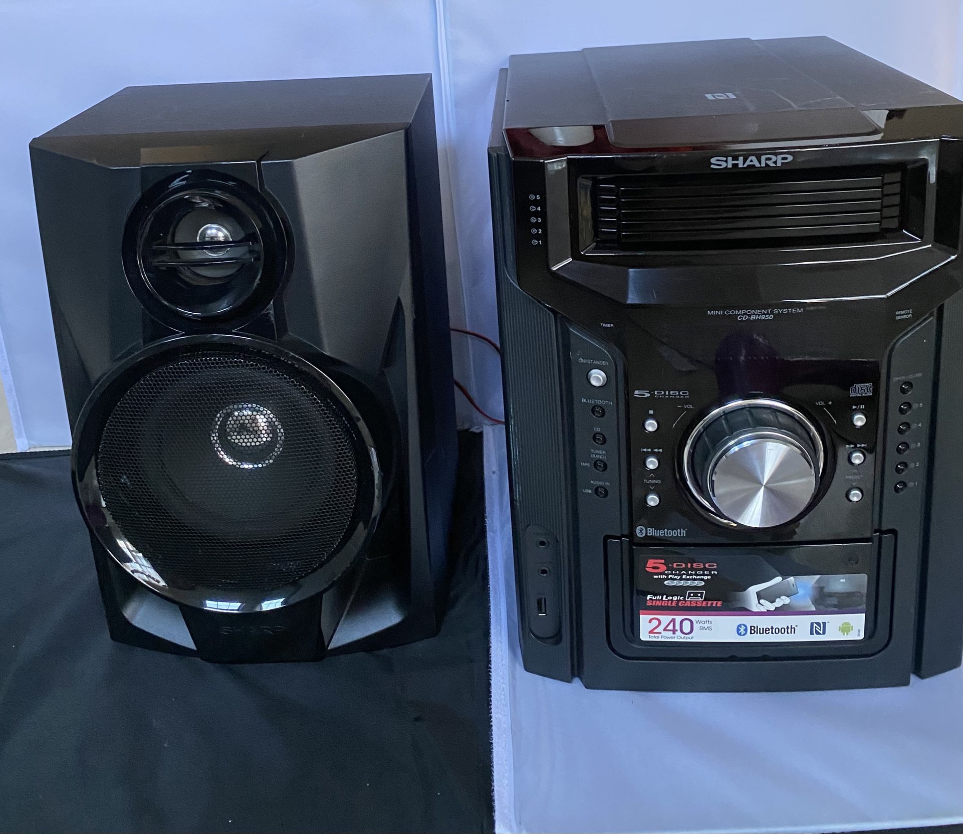 SHARP CD-DH950P Stereo Radio 5-CD Changer Cassette Bluetooth TESTED WORKs Well Radio estéreo con cambiador de 5 CD, casete, Bluetooth, USB, probado y