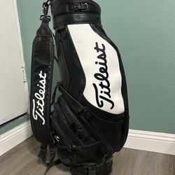 Titleist Vintage Staff Cart Golf Bag Black/White Faux Leather with Strap
