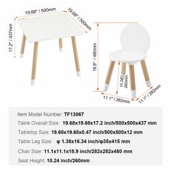 184#Kids Table and 2 Chairs Set, Toddler Table and Chair Set, Children Multi-Activity Table for Art, Craft, Reading, Learning, 1 Table and 2 Chairs