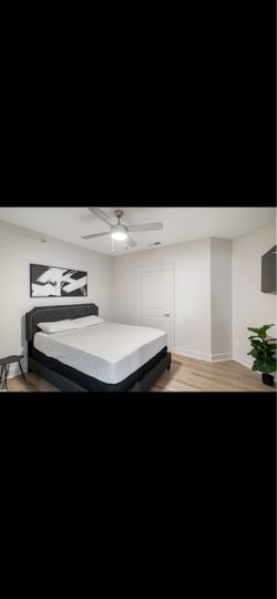 Dark grey Upholstered Bed Frame with Headboard