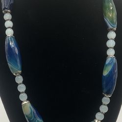 Dyed Agate & Sterling Silver 20” Necklace