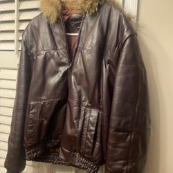 Members Only Brown Leather Jacket  size 40! (Unisex)