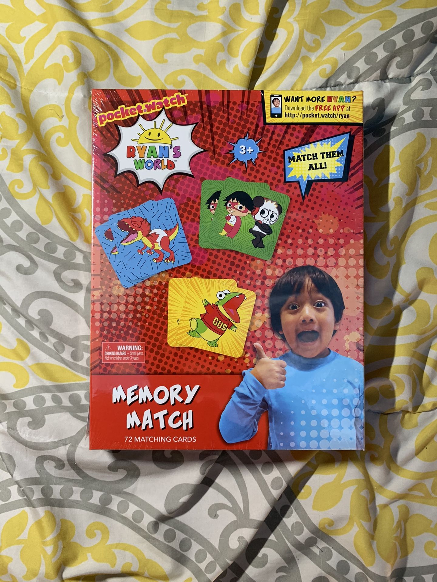 NEW Ryan’s World Memory Match Kids Education Card Game