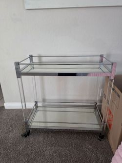 2-Tier Glass and Chrome Bar Cart