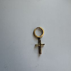 Gold Cross Earring (real)