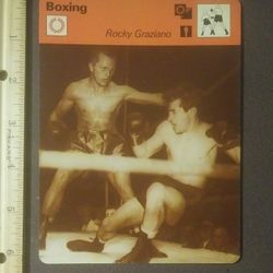 1979 Sportscaster Rocky Graziano Thomas Rocco Barbella Boxing Tony Zale Middleweight Sports Photo Large Over-sized Card HTF Collectible Vintage Italy