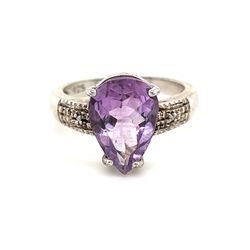 Purple Pear Shaped Stone Ring