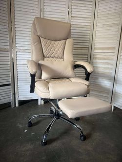 400lbs Reclining Executive Office Chair with Foot Rest, Big and Tall Ergonomic Office Chair, Home Office Desk Chairs for Heavy People (Khaki)