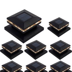 15 Lumen Solar Post Lights, Outdoor Post Cap Light for Fence Deck or Patio, Solar Powered Caps, Warm White High Brightness SMD LED Lighting, Lamp Fits