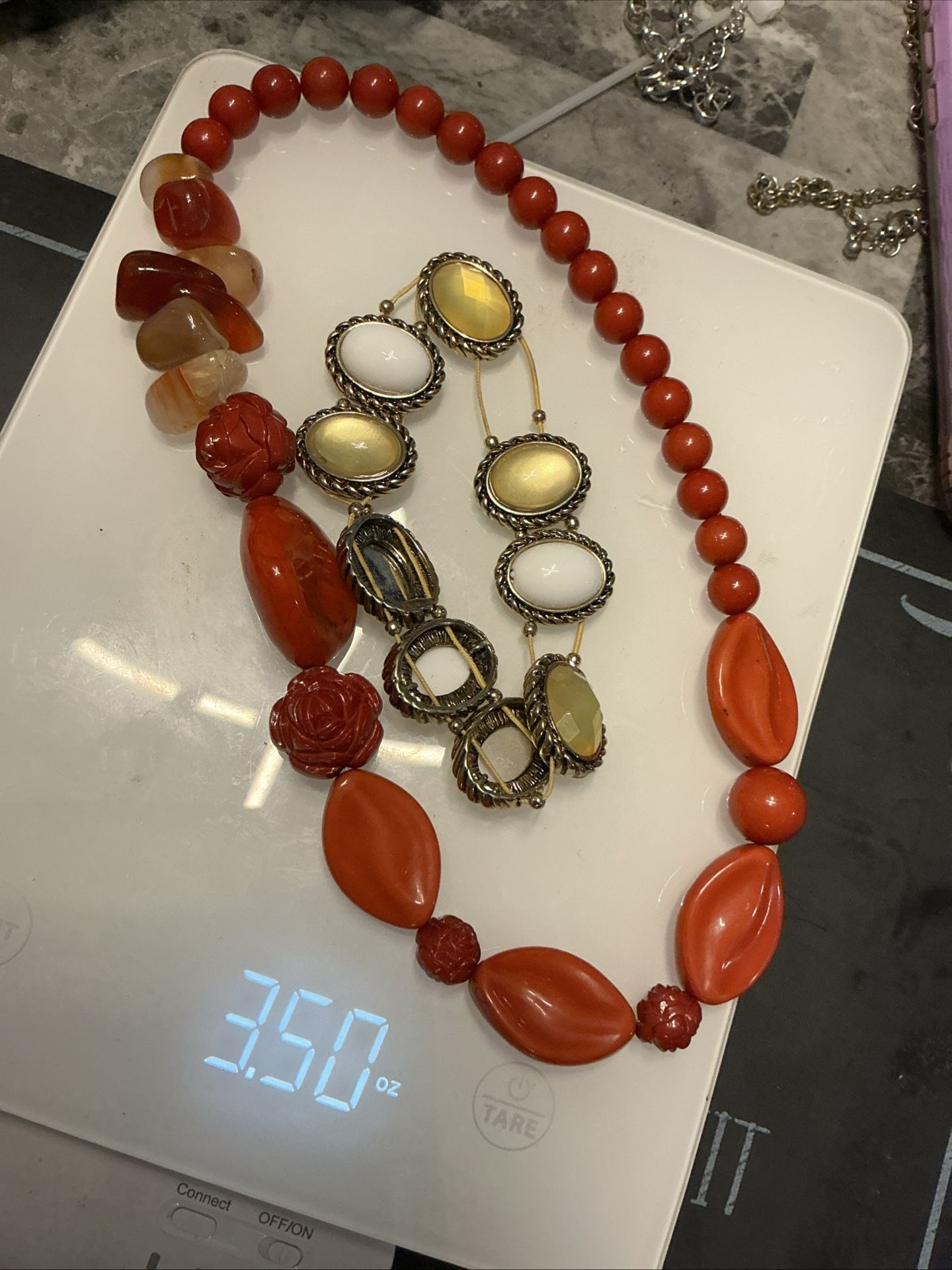 Vintage Necklace Beads And Bracelet Selling As Is For The Beads