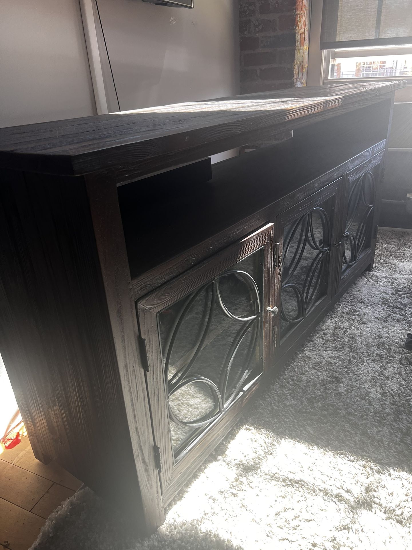 Uttermost Console Table, Textured Natural Wood