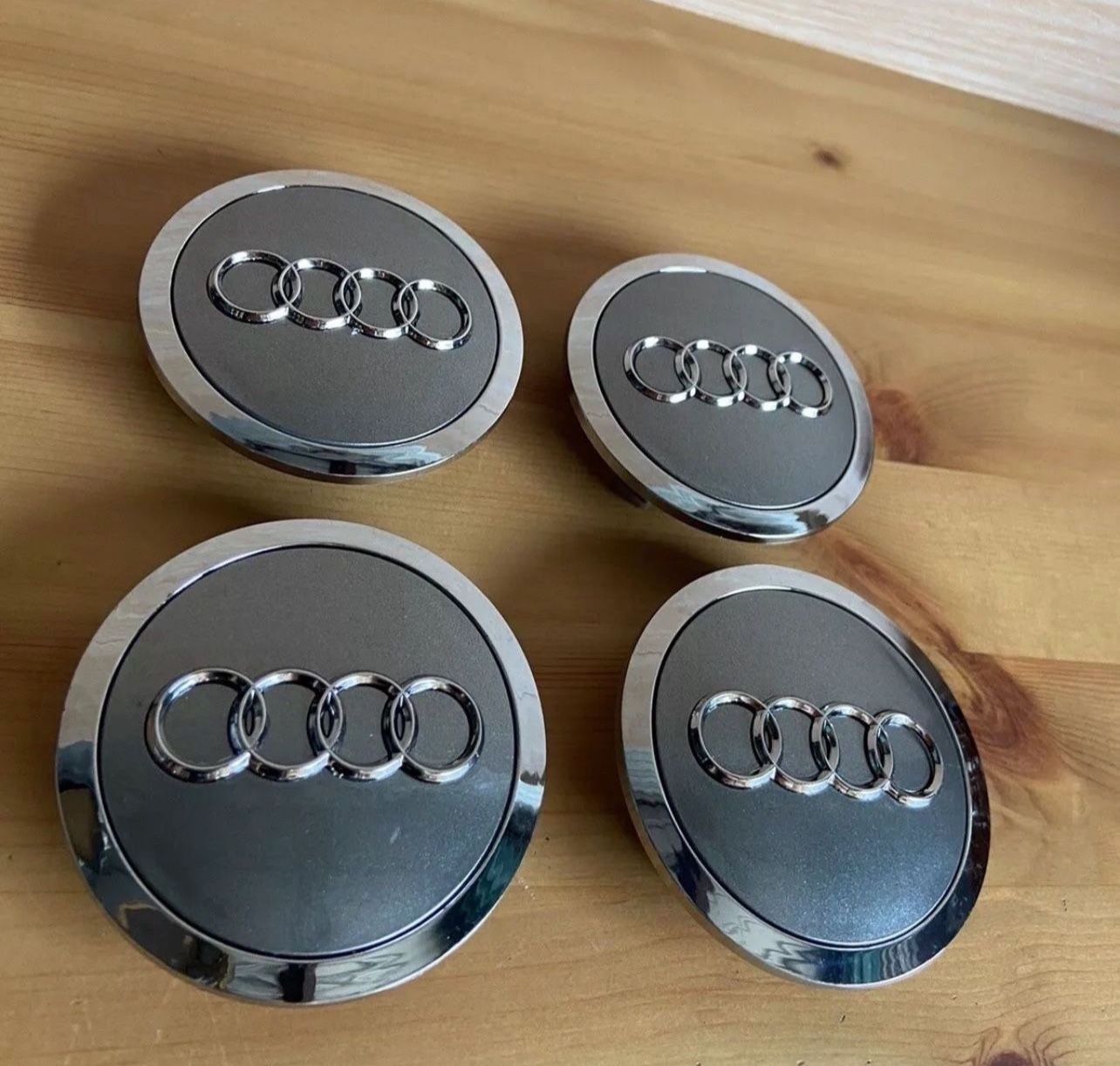 Audi 69mm Grey Chrome Wheel Rim Center Hub Caps Emblem 4PC Set 4B0601170A