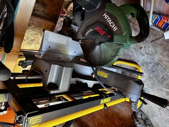 Hitachi Adjustable Miter Saw On Dewalt Stand