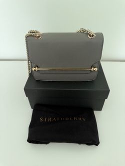 Strathberry Mini East/West Leather Crossbody Bag, Slate, Worth $595