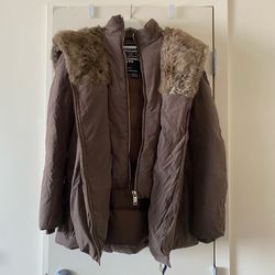 Storm Mountain Arctic Series Brown Puffer Coat Women’s Size Small Faux Fur Hood