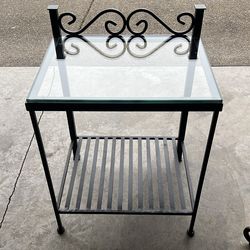 Iron and glass end table
