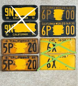 Vintage license plates sets and singles, some YOM clear
