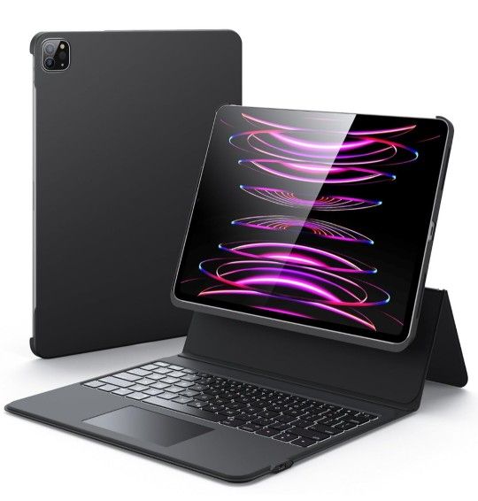 ESR Ascend Keyboard Case, iPad Case with Keyboard Compatible with iPad Pro 12.9 (2022/2021/2020/2018), Magnetic Detachable Case, Fully Adjustable Port