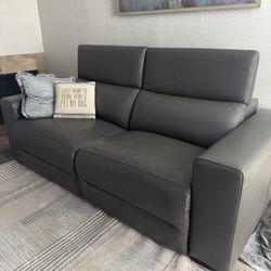 Dark grey Leather Recliner Sofa 