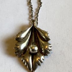 American Indians Made Sterling Silver Necklace With Lotus Design Pretty Pende